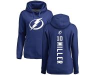 Women's Adidas NHL Tampa Bay Lightning #10 J.T. Miller Backer Royal Blue Pullover Hoodie Adidas