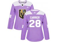 Women's Adidas NHL Vegas Golden Knights #28 William Carrier Authentic Jersey Purple Fights Cancer Practice Adidas