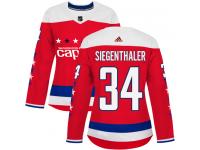 Women's Adidas NHL Washington Capitals #34 Jonas Siegenthaler Authentic Alternate Jersey Red Adidas
