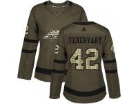 Women's Adidas NHL Washington Capitals #42 Martin Fehervary Authentic Jersey Green Salute to Service Adidas