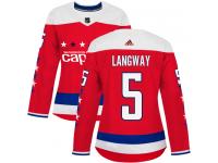Women's Adidas NHL Washington Capitals #5 Rod Langway Authentic Alternate Jersey Red Adidas