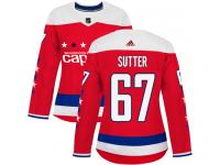 Women's Adidas NHL Washington Capitals #67 Riley Sutter Authentic Alternate Jersey Red Adidas