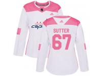 Women's Adidas NHL Washington Capitals #67 Riley Sutter Authentic Jersey White Pink Fashion Adidas