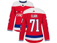 Women's Adidas NHL Washington Capitals #71 Kody Clark Authentic Alternate Jersey Red Adidas