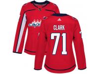 Women's Adidas NHL Washington Capitals #71 Kody Clark Authentic Home Jersey Red Adidas