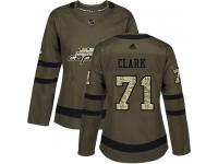 Women's Adidas NHL Washington Capitals #71 Kody Clark Authentic Jersey Green Salute to Service Adidas