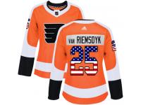 Women's Adidas Philadelphia Flyers #25 James Van Riemsdyk Orange Authentic USA Flag Fashion NHL Jersey