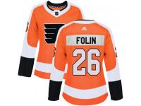 Women's Adidas Philadelphia Flyers #26 Christian Folin Orange Home Authentic NHL Jersey