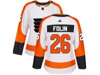 Women's Adidas Philadelphia Flyers #26 Christian Folin White Away Authentic NHL Jersey