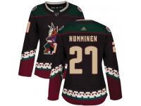 Women's Adidas Teppo Numminen Authentic Black Alternate NHL Jersey Arizona Coyotes #27