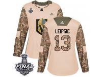 Women's Adidas Vegas Golden Knights #13 Brendan Leipsic Camo Authentic Veterans Day Practice 2018 Stanley Cup Final NHL Jersey