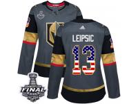 Women's Adidas Vegas Golden Knights #13 Brendan Leipsic Gray Authentic USA Flag Fashion 2018 Stanley Cup Final NHL Jersey