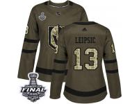 Women's Adidas Vegas Golden Knights #13 Brendan Leipsic Green Authentic Salute to Service 2018 Stanley Cup Final NHL Jersey