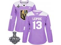 Women's Adidas Vegas Golden Knights #13 Brendan Leipsic Purple Authentic Fights Cancer Practice 2018 Stanley Cup Final NHL Jersey