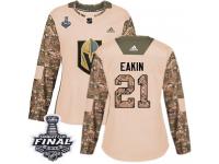 Women's Adidas Vegas Golden Knights #21 Cody Eakin Camo Authentic Veterans Day Practice 2018 Stanley Cup Final NHL Jersey