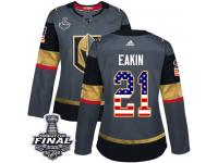 Women's Adidas Vegas Golden Knights #21 Cody Eakin Gray Authentic USA Flag Fashion 2018 Stanley Cup Final NHL Jersey