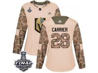 Women's Adidas Vegas Golden Knights #28 William Carrier Camo Authentic Veterans Day Practice 2018 Stanley Cup Final NHL Jersey