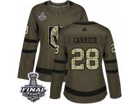 Women's Adidas Vegas Golden Knights #28 William Carrier Green Authentic Salute to Service 2018 Stanley Cup Final NHL Jersey