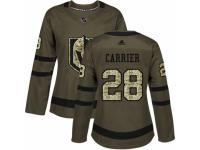 Women's Adidas Vegas Golden Knights #28 William Carrier Green Salute to Service NHL Jersey