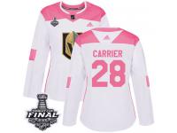 Women's Adidas Vegas Golden Knights #28 William Carrier White Pink Authentic Fashion 2018 Stanley Cup Final NHL Jersey