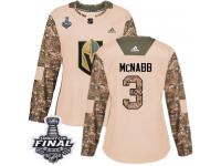 Women's Adidas Vegas Golden Knights #3 Brayden McNabb Camo Authentic Veterans Day Practice 2018 Stanley Cup Final NHL Jersey