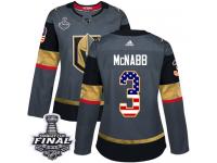 Women's Adidas Vegas Golden Knights #3 Brayden McNabb Gray Authentic USA Flag Fashion 2018 Stanley Cup Final NHL Jersey