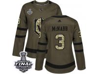 Women's Adidas Vegas Golden Knights #3 Brayden McNabb Green Authentic Salute to Service 2018 Stanley Cup Final NHL Jersey