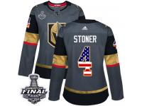 Women's Adidas Vegas Golden Knights #4 Clayton Stoner Gray Authentic USA Flag Fashion 2018 Stanley Cup Final NHL Jersey