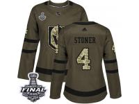 Women's Adidas Vegas Golden Knights #4 Clayton Stoner Green Authentic Salute to Service 2018 Stanley Cup Final NHL Jersey