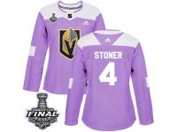 Women's Adidas Vegas Golden Knights #4 Clayton Stoner Purple Authentic Fights Cancer Practice 2018 Stanley Cup Final NHL Jersey