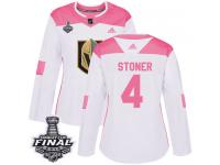 Women's Adidas Vegas Golden Knights #4 Clayton Stoner White Pink Authentic Fashion 2018 Stanley Cup Final NHL Jersey