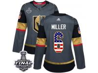 Women's Adidas Vegas Golden Knights #6 Colin Miller Gray Authentic USA Flag Fashion 2018 Stanley Cup Final NHL Jersey