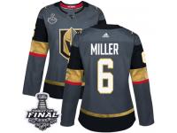 Women's Adidas Vegas Golden Knights #6 Colin Miller Gray Home Authentic 2018 Stanley Cup Final NHL Jersey