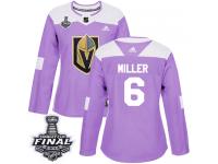 Women's Adidas Vegas Golden Knights #6 Colin Miller Purple Authentic Fights Cancer Practice 2018 Stanley Cup Final NHL Jersey