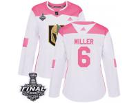 Women's Adidas Vegas Golden Knights #6 Colin Miller White Pink Authentic Fashion 2018 Stanley Cup Final NHL Jersey