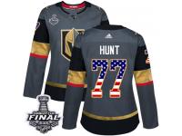 Women's Adidas Vegas Golden Knights #77 Brad Hunt Gray Authentic USA Flag Fashion 2018 Stanley Cup Final NHL Jersey