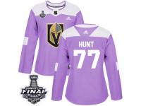 Women's Adidas Vegas Golden Knights #77 Brad Hunt Purple Authentic Fights Cancer Practice 2018 Stanley Cup Final NHL Jersey