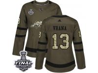 Women's Adidas Washington Capitals #13 Jakub Vrana Green Authentic Salute to Service 2018 Stanley Cup Final NHL Jersey