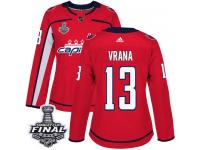 Women's Adidas Washington Capitals #13 Jakub Vrana Red Home Authentic 2018 Stanley Cup Final NHL Jersey