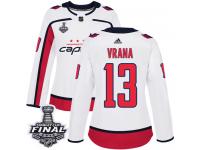 Women's Adidas Washington Capitals #13 Jakub Vrana White Away Authentic 2018 Stanley Cup Final NHL Jersey