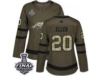 Women's Adidas Washington Capitals #20 Lars Eller Green Authentic Salute to Service 2018 Stanley Cup Final NHL Jersey