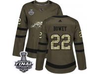 Women's Adidas Washington Capitals #22 Madison Bowey Green Authentic Salute to Service 2018 Stanley Cup Final NHL Jersey
