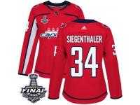 Women's Adidas Washington Capitals #34 Jonas Siegenthaler Red Home Authentic 2018 Stanley Cup Final NHL Jersey