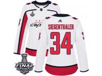 Women's Adidas Washington Capitals #34 Jonas Siegenthaler White Away Authentic 2018 Stanley Cup Final NHL Jersey