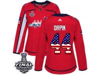 Women's Adidas Washington Capitals #44 Brooks Orpik Red Authentic USA Flag Fashion 2018 Stanley Cup Final NHL Jersey