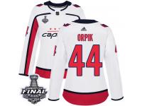 Women's Adidas Washington Capitals #44 Brooks Orpik White Away Authentic 2018 Stanley Cup Final NHL Jersey
