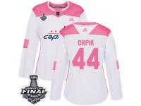 Women's Adidas Washington Capitals #44 Brooks Orpik White Pink Authentic Fashion 2018 Stanley Cup Final NHL Jersey