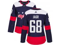 Women's Adidas Washington Capitals #68 Jaromir Jagr Navy Blue Authentic 2018 Stadium Series NHL Jersey