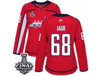 Women's Adidas Washington Capitals #68 Jaromir Jagr Red Home Authentic 2018 Stanley Cup Final NHL Jersey