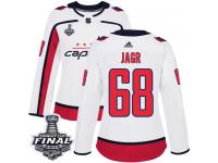 Women's Adidas Washington Capitals #68 Jaromir Jagr White Away Authentic 2018 Stanley Cup Final NHL Jersey